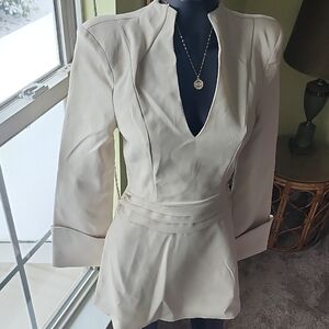 Elegant Cream Long Sleeve Dress